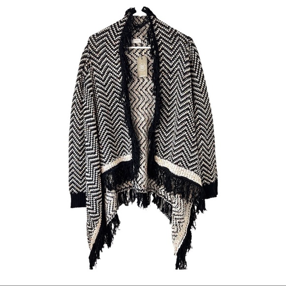 Janice Apparel Waterfall Open Front Fringe Knit Cardigan Sweater NWT - Picture 3 of 16